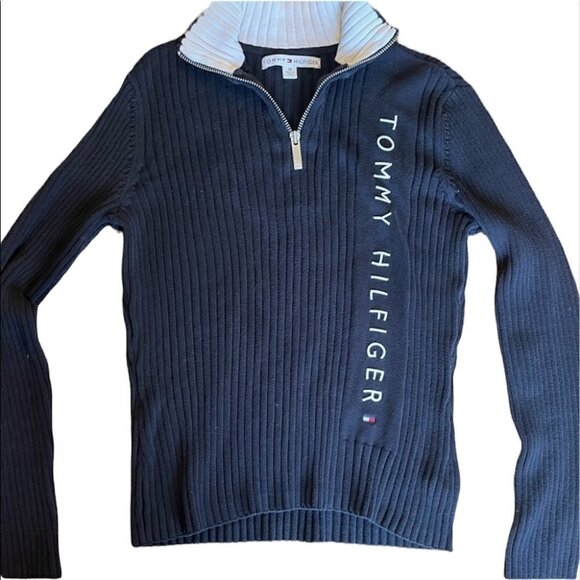 2/40$ Tommy Hilfiger Y2K size medium black ans white long sleeve - Picture 1 of 7